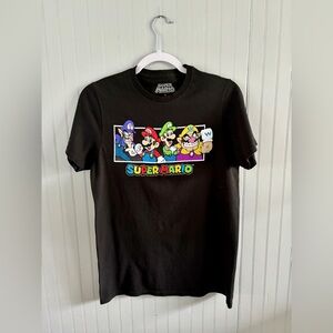 Nintendo Super Mario Brothers Graphic T-Shirt Black Unisex Size S